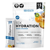 10X Health frente del empaque Wave Crusher, hidratación portátil