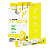 1st Phorm frente del empaque limonada mostrando 20 sobres y beneficio conveniencia