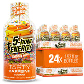 5-hour ENERGY frontal del envase mostrando sabor cumpleaños y conveniencia