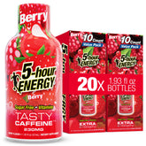 5-hour ENERGY frente del paquete mostrando 20 unidades y conveniencia