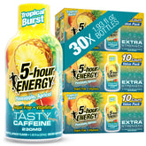 5-hour ENERGY frontal del envase Tropical Burst mostrando sabor y conveniencia