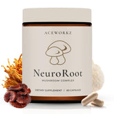 ACEWORKZ envase frontal de NeuroRoot mostrando etiqueta y beneficios
