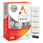 ACTIVEIRON frente del envase que resalta fórmula de alta absorción