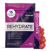 AdvoCare Rehydrate frente del empaque que resalta ingredientes y beneficio hidratación