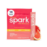 AdvoCare Spark empaque frontal mostrando sobres y marca, transporte fácil