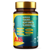 AJS Nutrition frasco delante mostrando 90 cápsulas y beneficio de conveniencia