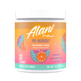 Alani Nu frasco frontal con etiqueta y sabor naranja, presentación clara