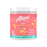 Alani Nu bote frontal con etiqueta clara y sabor Sour Peach Ring para identificación rápida