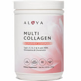 Alaya Naturals mostrando el frente del empaque del polvo multi colágeno, conveniente y sabroso
