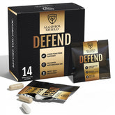 ALCOHOL SHIELD frente del paquete mostrando 14 sobres y diseño claro