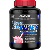 ALLMAX envase frontal AllWhey Classic fresa mostrando tamaño y marca