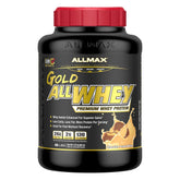ALLMAX envase AllWhey Gold frente mostrando etiqueta y beneficio proteico