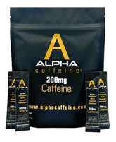 Alpha Caffeine empaque frontal mostrando sticks y portabilidad