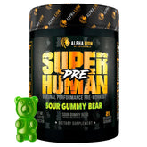 Envase ALPHA LION Superhuman Pre Workout frente mostrando la marca y sabor, ideal para identificar el producto