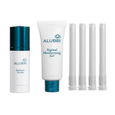 Alubri kit de prueba frontal mostrando gel y sérum para hidratación íntima