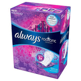 Always Always Radiant Liners vista frontal del paquete, protección absorbente discreta