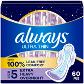 Always empaque frontal mostrando 60 unidades y beneficio de protección nocturna