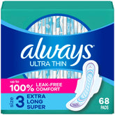 Always paquete frontal mostrando 68 unidades y beneficio de protección prolongada