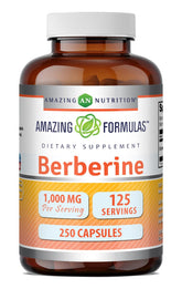 Amazing Nutrition frasco frontal de berberina mostrando etiqueta y beneficio calidad