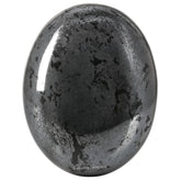 Amazing Gemstone hematita frontal pulida mostrando brillo metálico y acabado liso