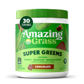 Amazing Grass envase frontal Chocolate mostrando sabor y certificaciones