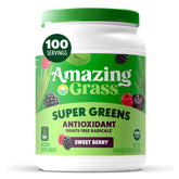 Amazing Grass empaque frontal mostrando sabor Sweet Berry y formato grande