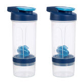 Amazon Basics botella frontal pack 2 azul, práctico transporte y mezcla segura