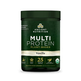 Ancient Nutrition frasco delantero mostrando etiqueta y beneficios fácilmente