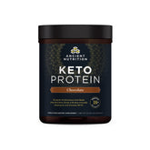 Ancient Nutrition envase frontal KetoPROTEIN mostrando sabor chocolate y beneficios
