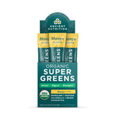 Ancient Nutrition empaque frontal mostrando ingredientes orgánicos y beneficios