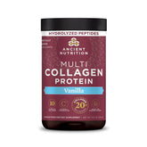 Ancient Nutrition tarro frontal mostrando la etiqueta y beneficios
