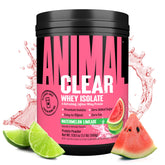 Animal Clear Whey frente del empaque mostrando etiqueta y sabor refrescante