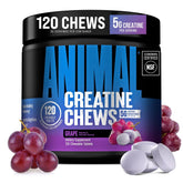 Animal envase frontal de Creatine Chews mostrando conveniencia y dosis consistente