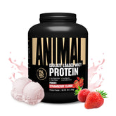 Animal Whey Isolate Fresa vista frontal, envase que transmite confianza