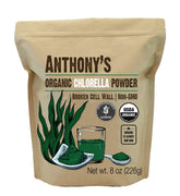 Anthony's envase frontal de chlorella orgánica mostrando presentación y marca