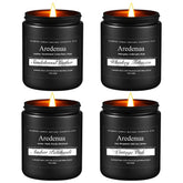 Aredenua pack frontal mostrando las cuatro velas y caja negra, elegante presentación