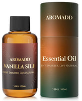 Aromadd botella frontal Vanilla Silk mostrando etiquetado elegante y diseño premium