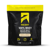 Ascent frente del producto Vainilla Bean mostrando beneficio proteína limpia