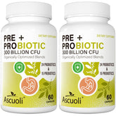 Ascuoli frontal del envase mostrando dosis y 300B CFU para confianza