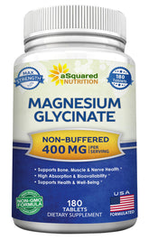 aSquared Nutrition envase frontal de magnesio glicinato, claro y detallado