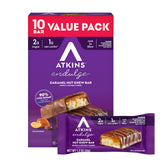 Atkins barra Endulge frontal mostrando envoltorio y marca, ideal para identificar producto