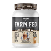 Axe & Sledge envase frontal Farm Fed mostrando branding y beneficios claros