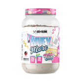 Axe & Sledge envase fronta mostrando sabor Birthday Cake y beneficio de 24 g proteína