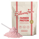 Ballerina Farm empaque frontal mostrando sabor Strawberry Crème y beneficio proteína limpia