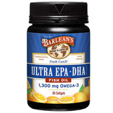 Barlean's frente de envase mostrando omega 3 y sabor naranja, confianza de marca