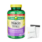 BASKETGOODS frasco Spring Valley Niacina 500 mg mostrando etiqueta y tamaño