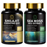 BBEEAAUU paquete frontal mostrando shilajit y sea moss, ideal para energía diaria