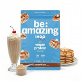 BE AMAZING frasco IHOP Pancakes & Syrup mostrando etiqueta clara y beneficios