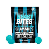 BEAST BITES envase frontal mostrando sabor Sweet Blue Raspberry y cantidad