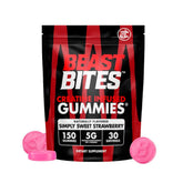 BEAST BITES envase frontal con gominolas fresa, presentación portátil y dosificación clara